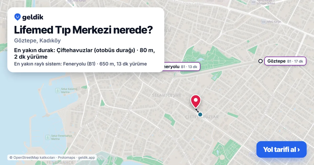 Lifemed Tıp Merkezi nerede: haritada konumu ve en yakın duraklar, yürüme süreleriyle