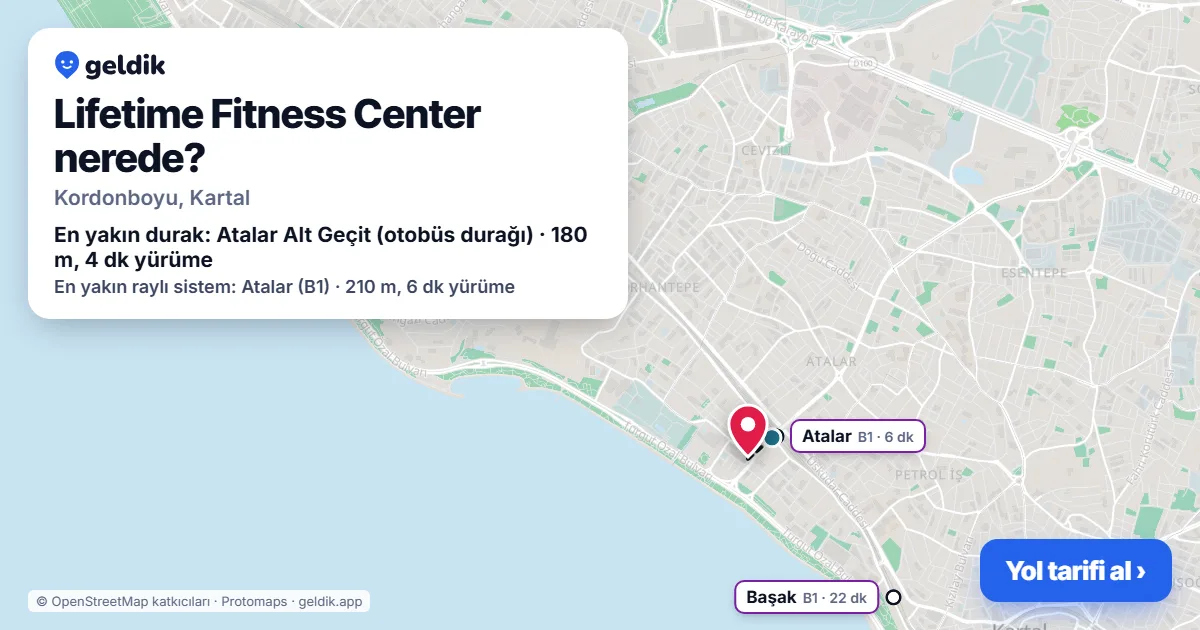 Lifetime Fitness Center nerede: haritada konumu ve en yakın duraklar, yürüme süreleriyle