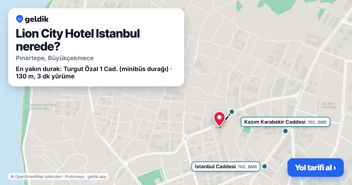 Lion City Hotel Istanbul nerede: haritada konumu ve en yakın duraklar, yürüme süreleriyle