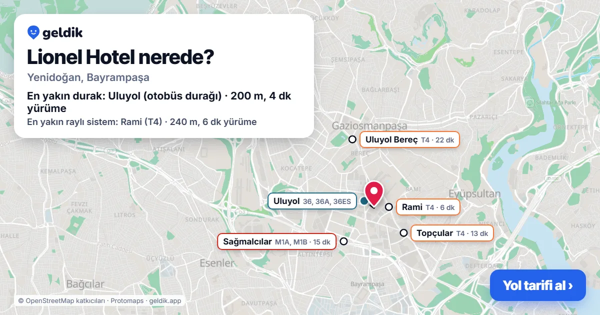 Lionel Hotel nerede: haritada konumu ve en yakın duraklar, yürüme süreleriyle