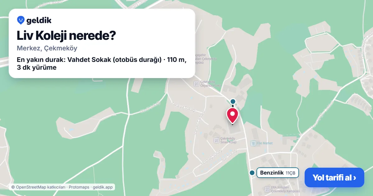 Where is Liv Koleji: map with its location and the nearest stops, with walking times