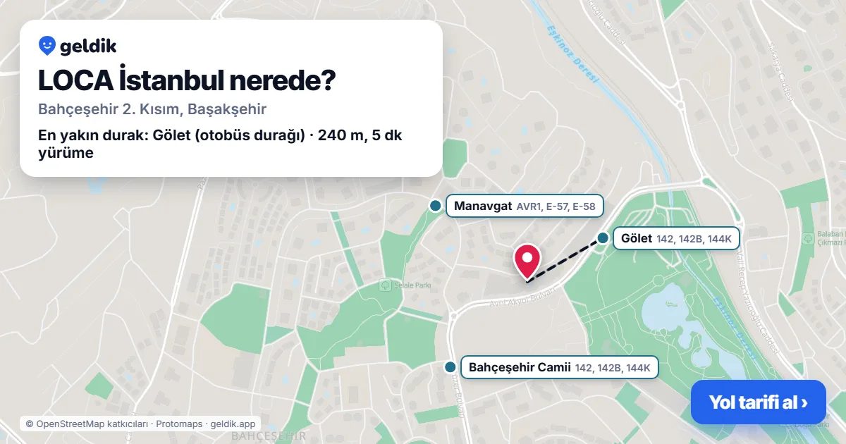 Where is LOCA İstanbul: map with its location and the nearest stops, with walking times