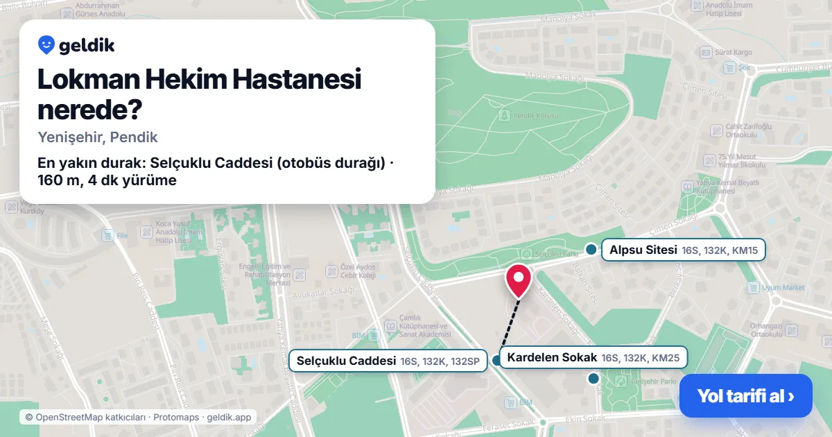 Lokman Hekim Hastanesi nerede: haritada konumu ve en yakın duraklar, yürüme süreleriyle