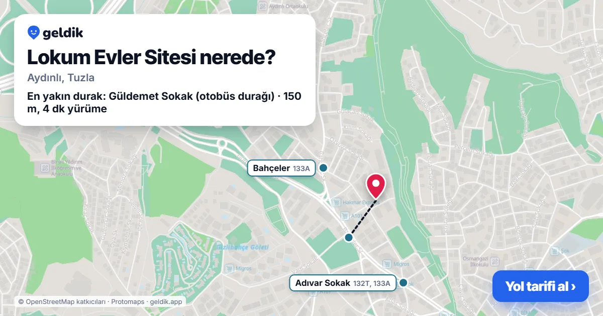 Lokum Evler Sitesi nerede: haritada konumu ve en yakın duraklar, yürüme süreleriyle