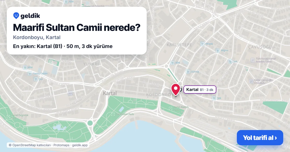 Where is Maarifi Mosque: map with its location and the nearest stops, with walking times