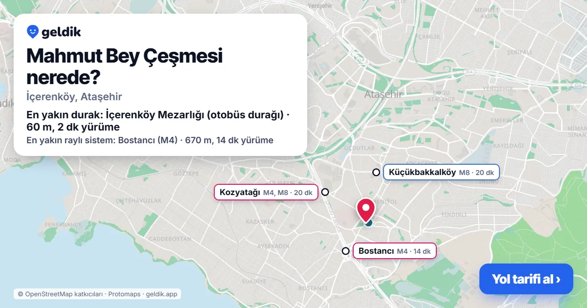 Where is Mahmut Bey Çeşmesi: map with its location and the nearest stops, with walking times