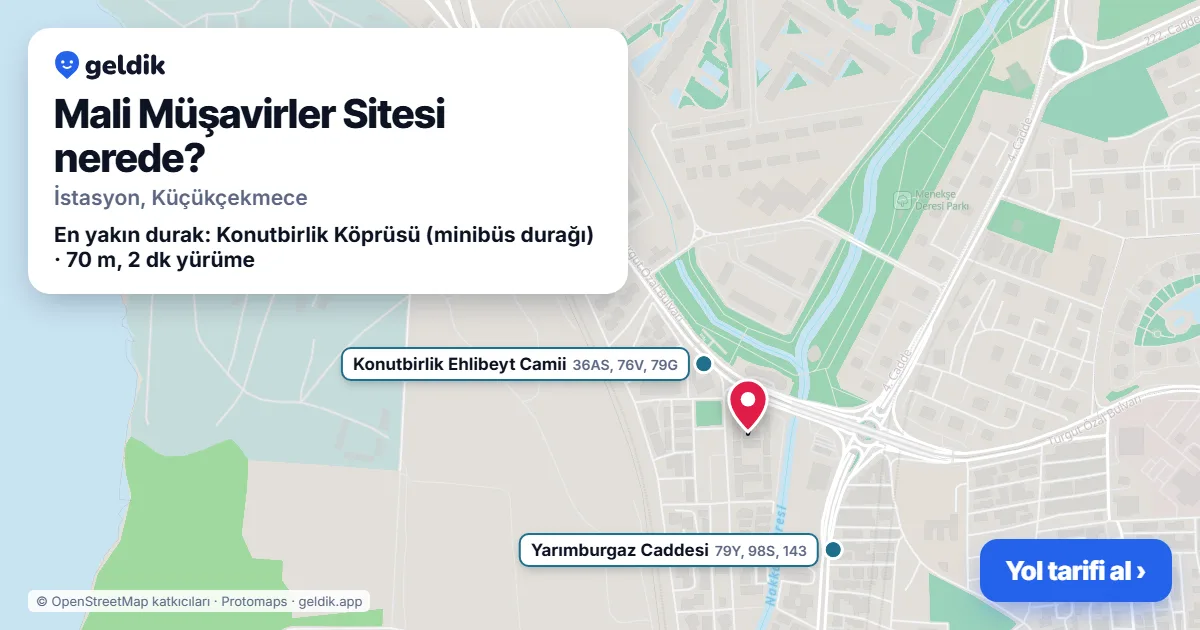 Where is Mali Müşavirler Sitesi: map with its location and the nearest stops, with walking times