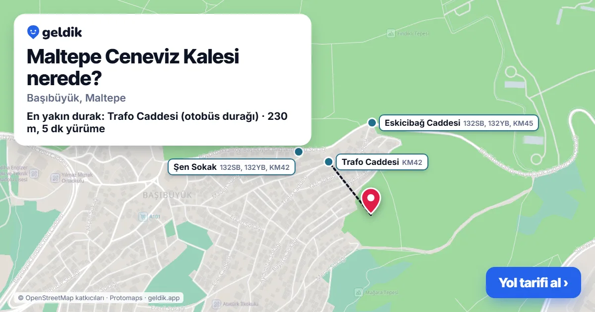 Where is Maltepe Ceneviz Kalesi: map with its location and the nearest stops, with walking times
