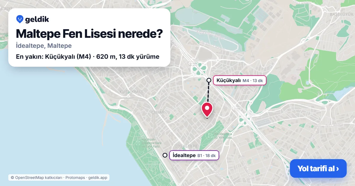 Maltepe Fen Lisesi nerede: haritada konumu ve en yakın duraklar, yürüme süreleriyle