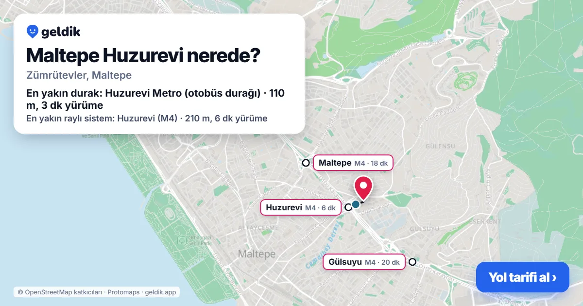 Maltepe Huzurevi nerede: haritada konumu ve en yakın duraklar, yürüme süreleriyle