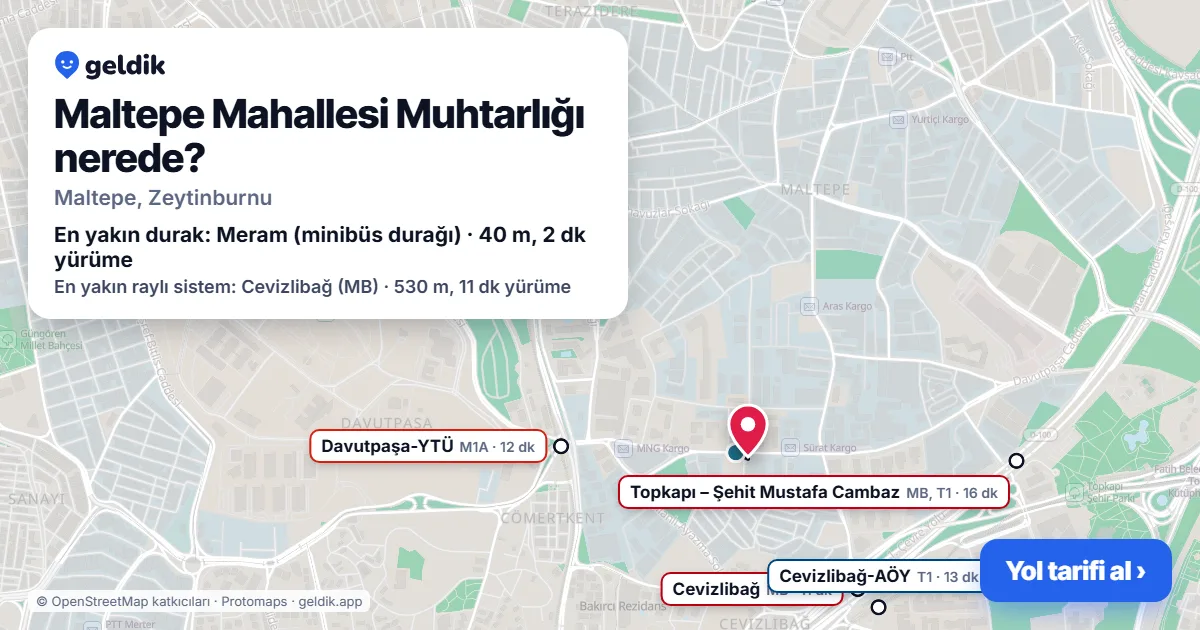 Maltepe Mahallesi Muhtarlığı nerede: haritada konumu ve en yakın duraklar, yürüme süreleriyle