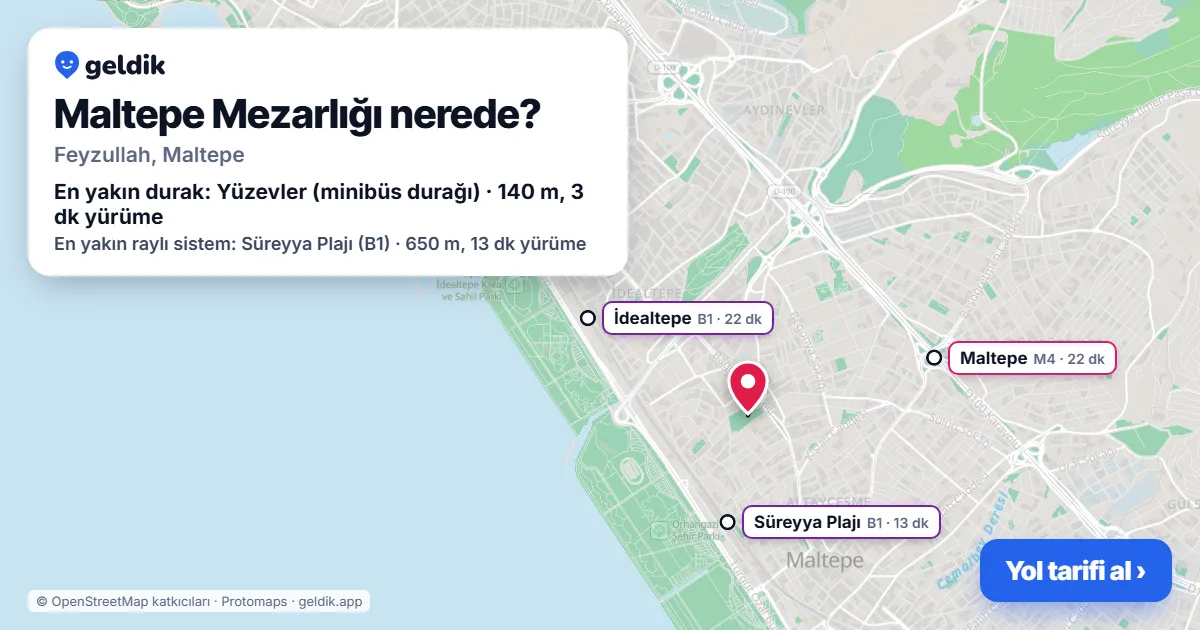 Where is Maltepe Mezarlığı: map with its location and the nearest stops, with walking times