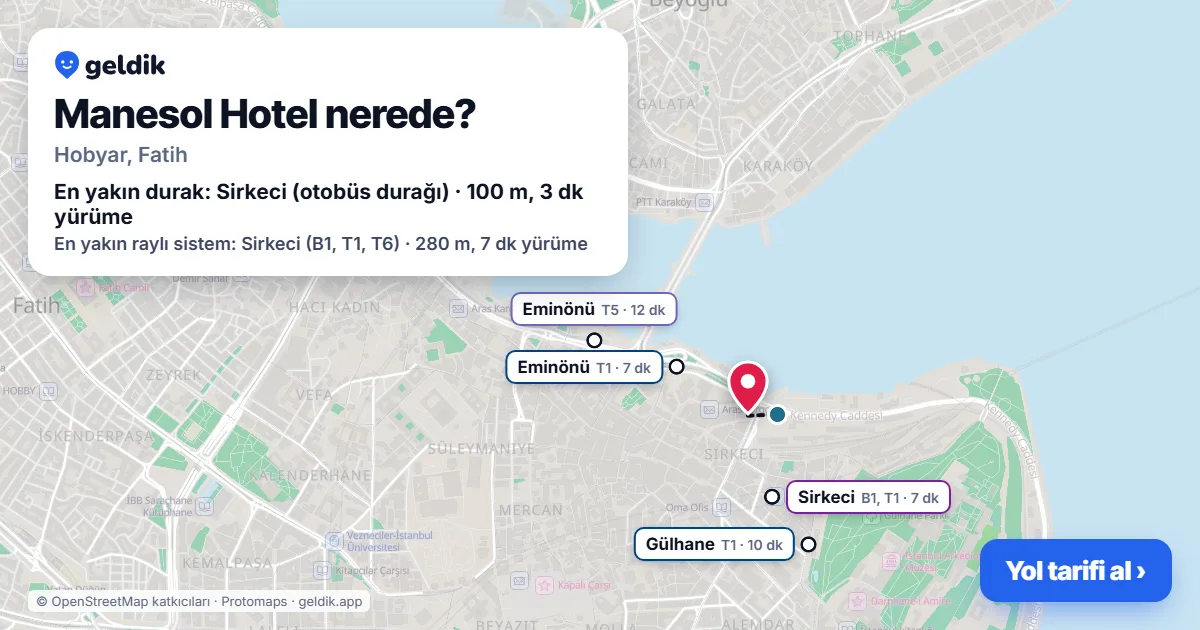 Where is Manesol Hotel: map with its location and the nearest stops, with walking times
