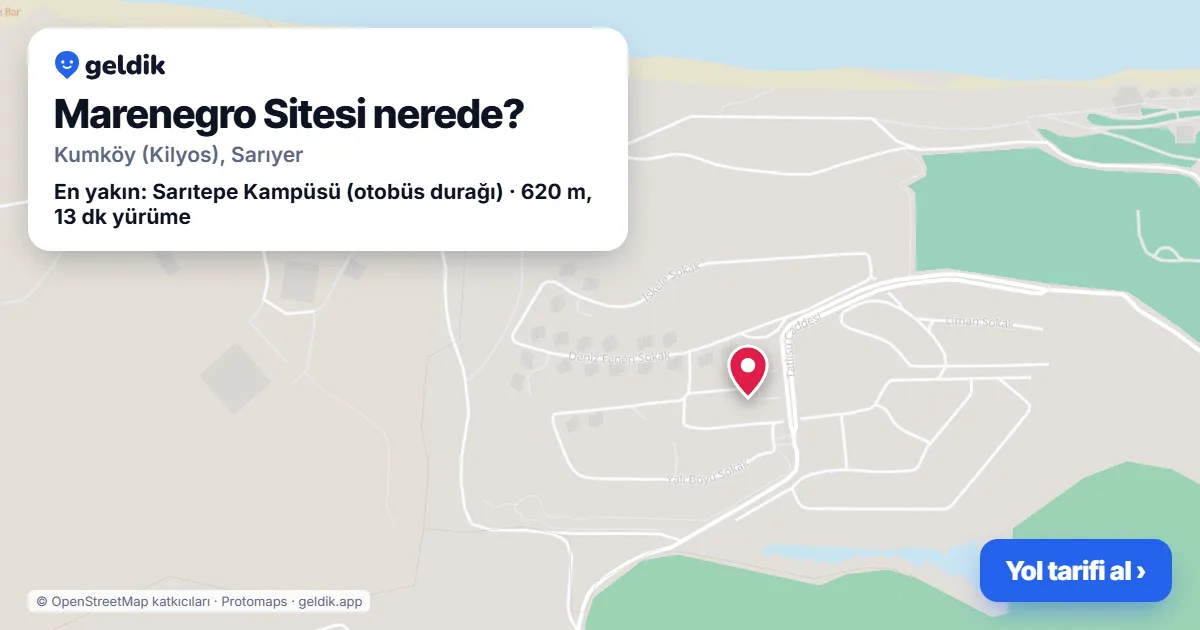 Where is Marenegro Sitesi: map with its location and the nearest stops, with walking times