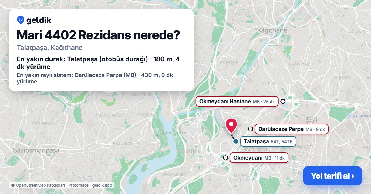 Mari 4402 Rezidans nerede: haritada konumu ve en yakın duraklar, yürüme süreleriyle