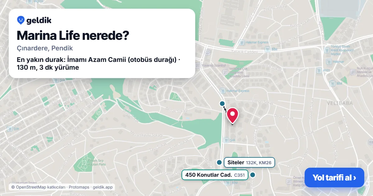 Marina Life nerede: haritada konumu ve en yakın duraklar, yürüme süreleriyle