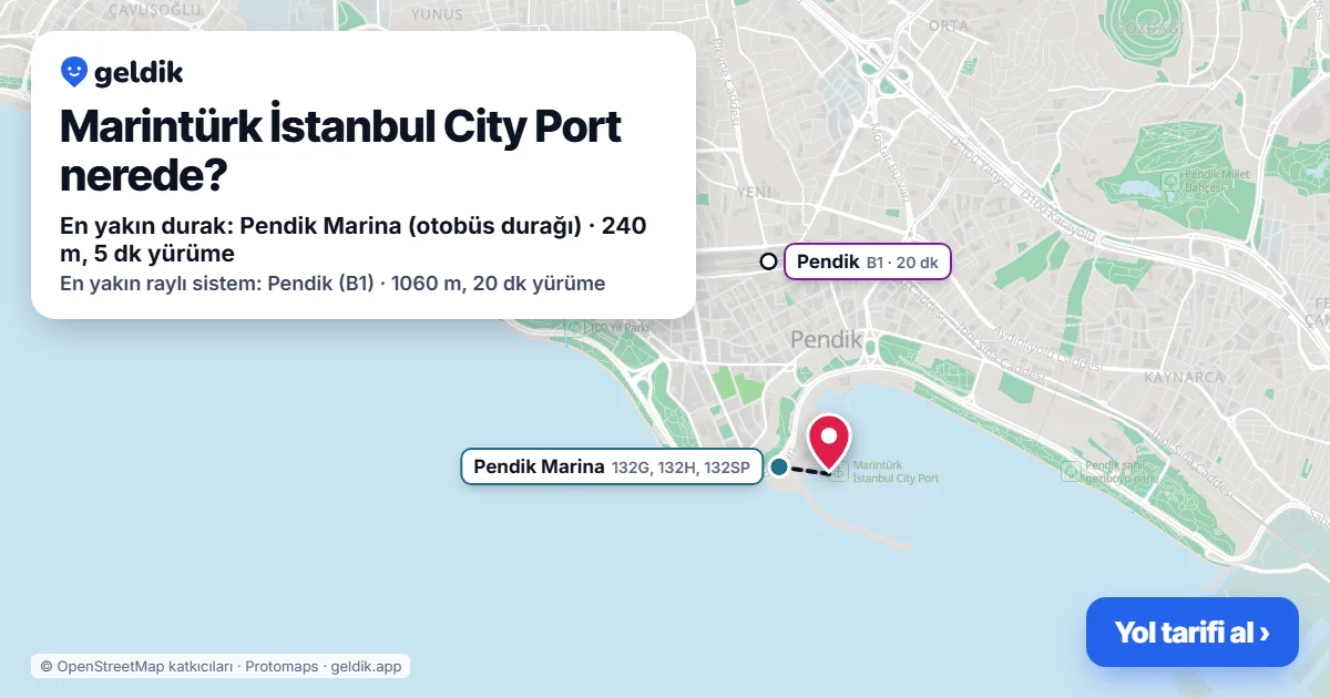 Marintürk İstanbul City Port nerede: haritada konumu ve en yakın duraklar, yürüme süreleriyle