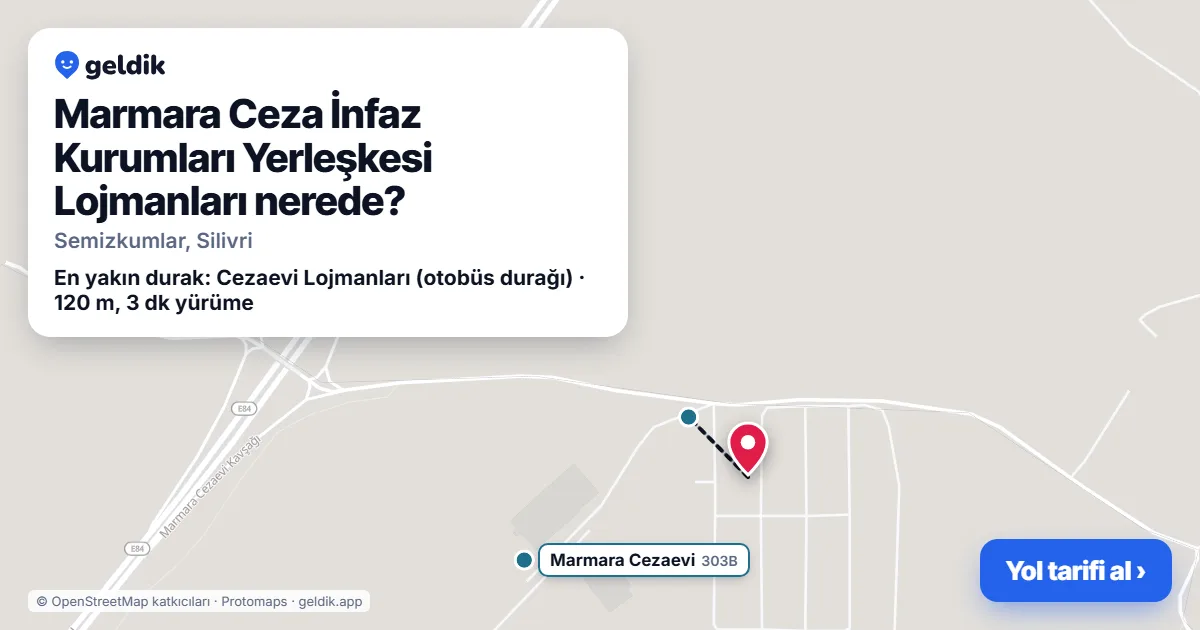 Marmara Ceza İnfaz Kurumları Yerleşkesi Lojmanları nerede: haritada konumu ve en yakın duraklar, yürüme süreleriyle