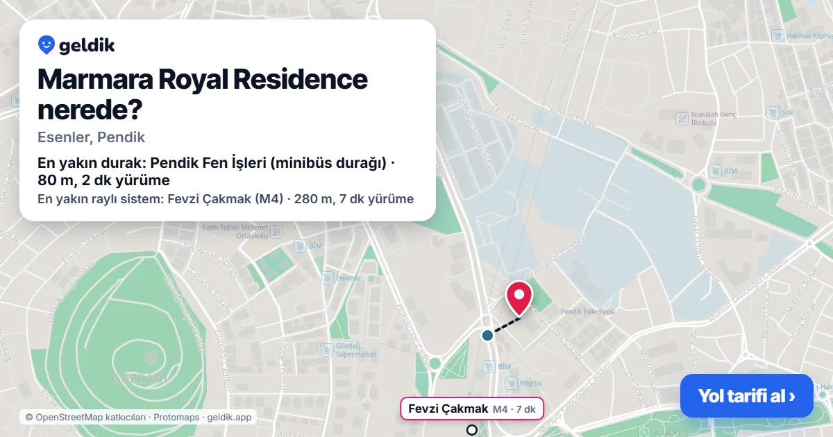 Where is Marmara Royal Residence: map with its location and the nearest stops, with walking times