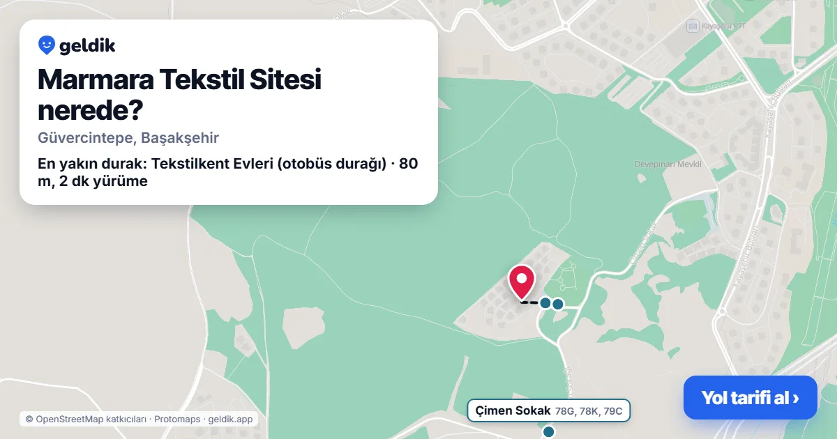 Marmara Tekstil Sitesi nerede: haritada konumu ve en yakın duraklar, yürüme süreleriyle