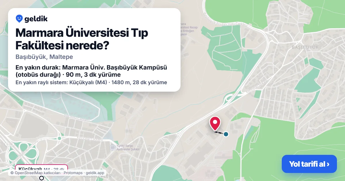 Where is Marmara Üniversitesi Tıp Fakültesi: map with its location and the nearest stops, with walking times