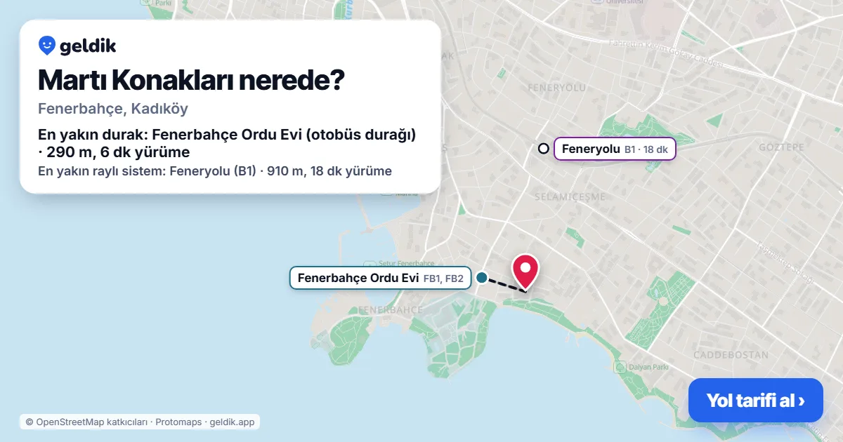Martı Konakları nerede: haritada konumu ve en yakın duraklar, yürüme süreleriyle