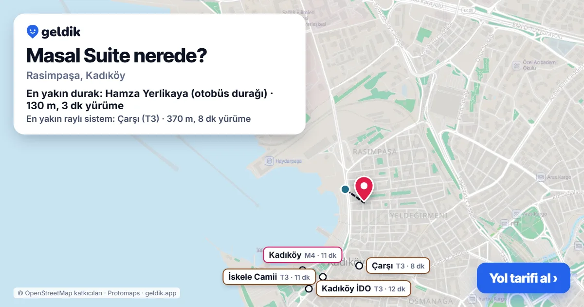 Where is Masal Suite: map with its location and the nearest stops, with walking times