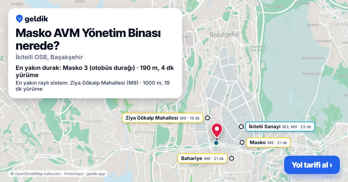 Masko AVM Yönetim Binası nerede: haritada konumu ve en yakın duraklar, yürüme süreleriyle