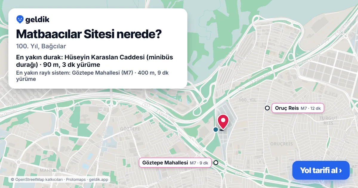 Matbaacılar Sitesi nerede: haritada konumu ve en yakın duraklar, yürüme süreleriyle