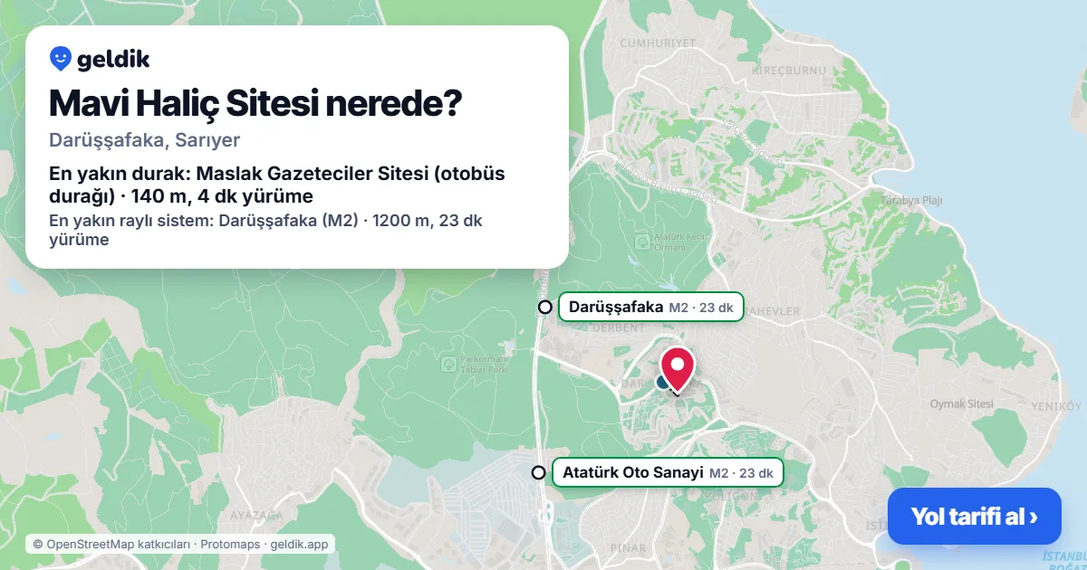Where is Mavi Haliç Sitesi: map with its location and the nearest stops, with walking times