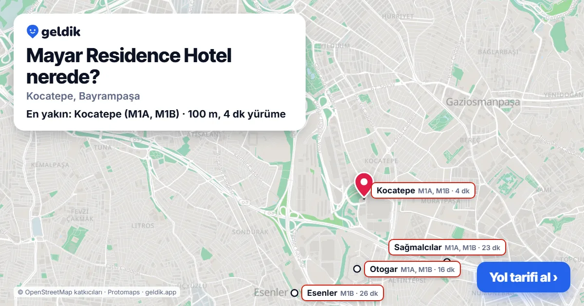 Where is Mayar Residence Hotel: map with its location and the nearest stops, with walking times