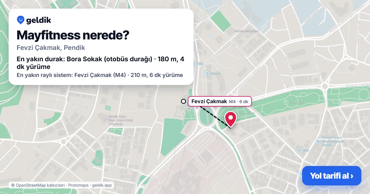 Mayfitness nerede: haritada konumu ve en yakın duraklar, yürüme süreleriyle