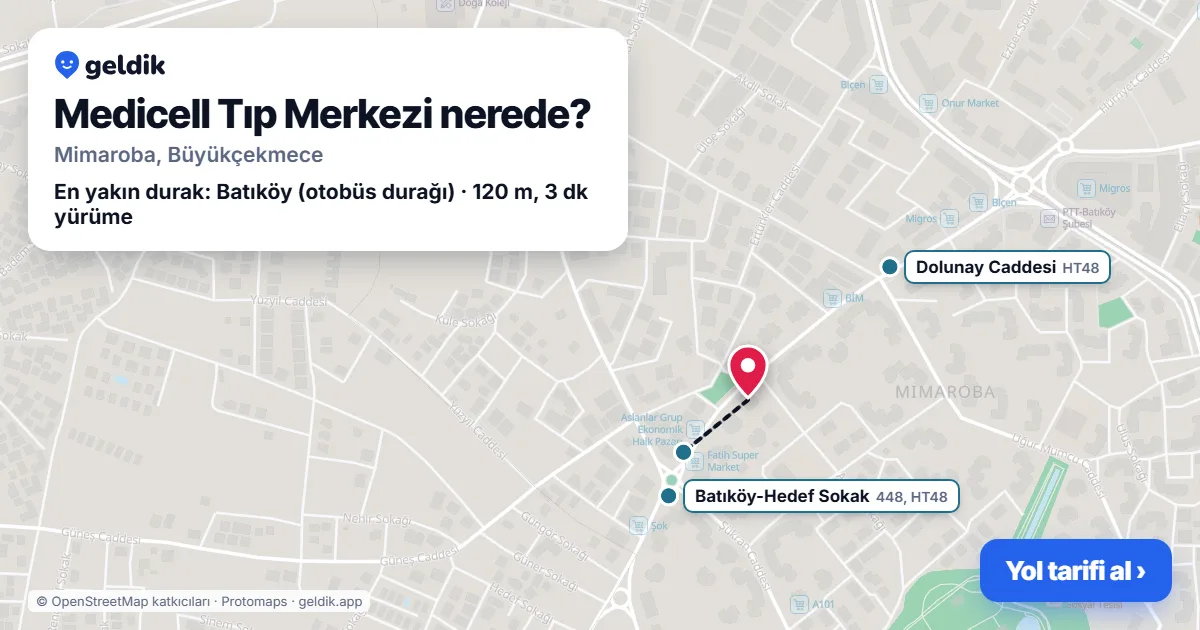 Medicell Tıp Merkezi nerede: haritada konumu ve en yakın duraklar, yürüme süreleriyle