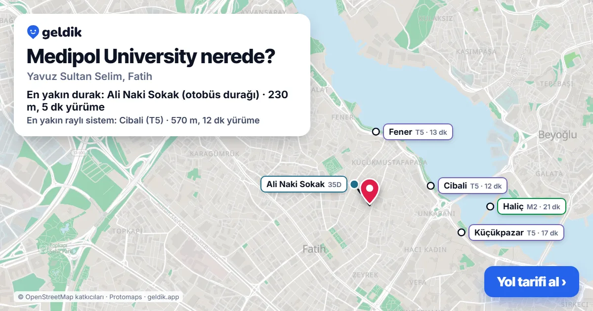 Medipol University nerede: haritada konumu ve en yakın duraklar, yürüme süreleriyle