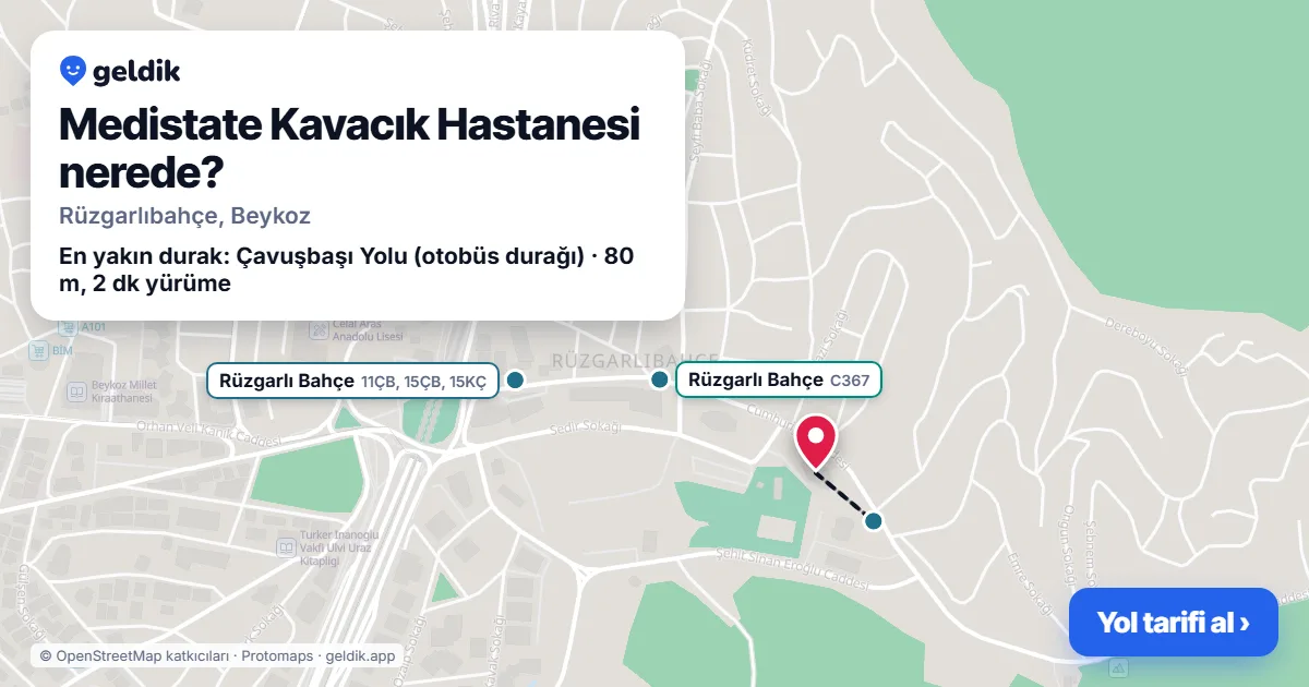 Medistate Kavacık Hastanesi nerede: haritada konumu ve en yakın duraklar, yürüme süreleriyle