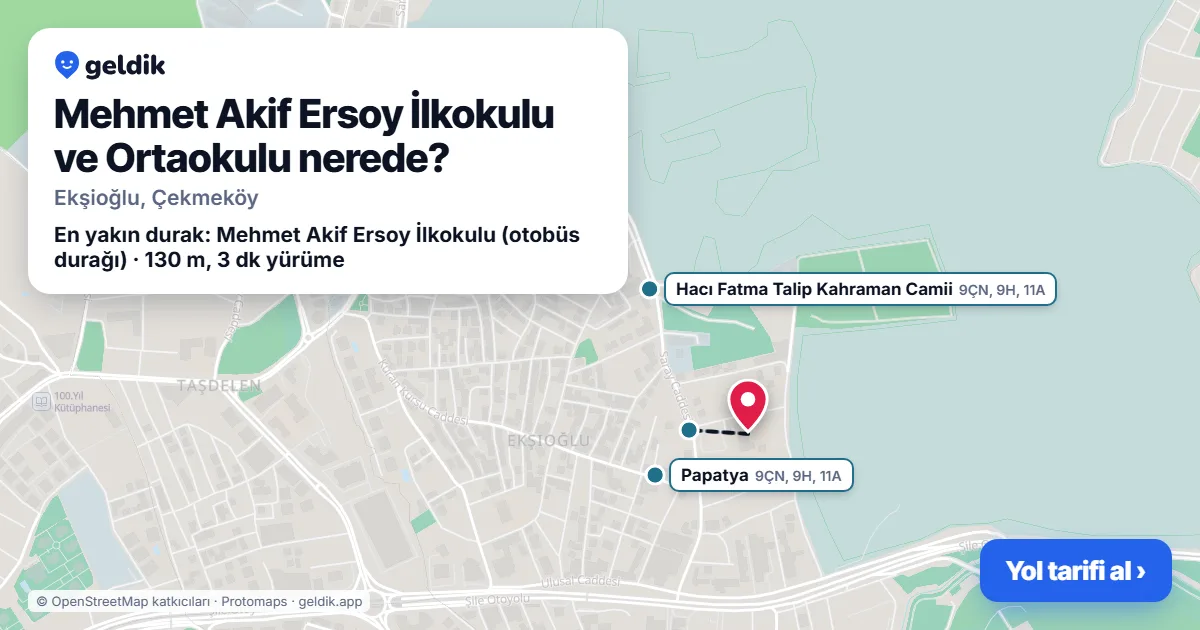 Mehmet Akif Ersoy İlkokulu ve Ortaokulu nerede: haritada konumu ve en yakın duraklar, yürüme süreleriyle