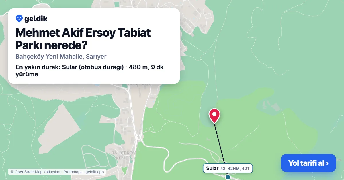 Mehmet Akif Ersoy Tabiat Parkı nerede: haritada konumu ve en yakın duraklar, yürüme süreleriyle