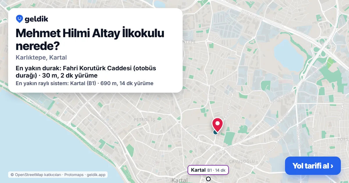 Where is Mehmet Hilmi Altay İlkokulu: map with its location and the nearest stops, with walking times