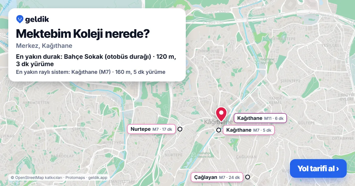 Mektebim Koleji nerede: haritada konumu ve en yakın duraklar, yürüme süreleriyle