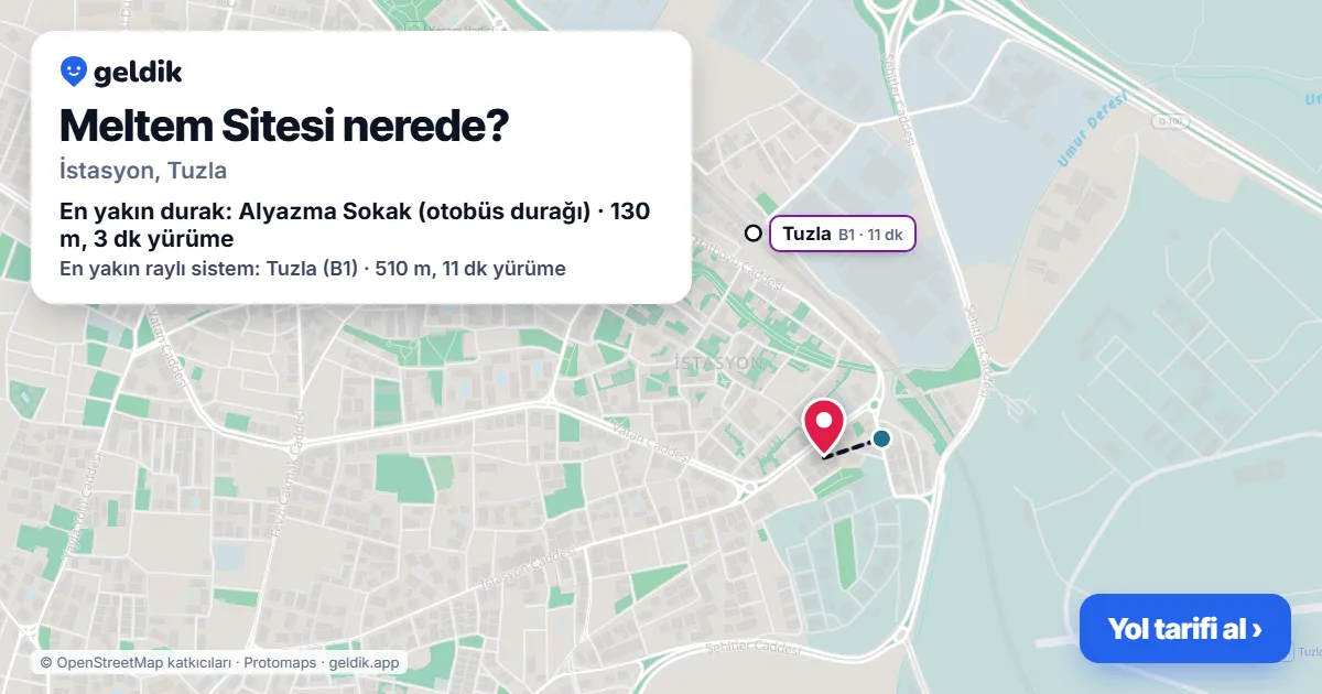 Meltem Sitesi nerede: haritada konumu ve en yakın duraklar, yürüme süreleriyle