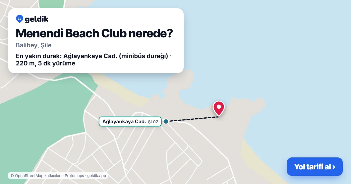 Where is Menendi Beach Club: map with its location and the nearest stops, with walking times