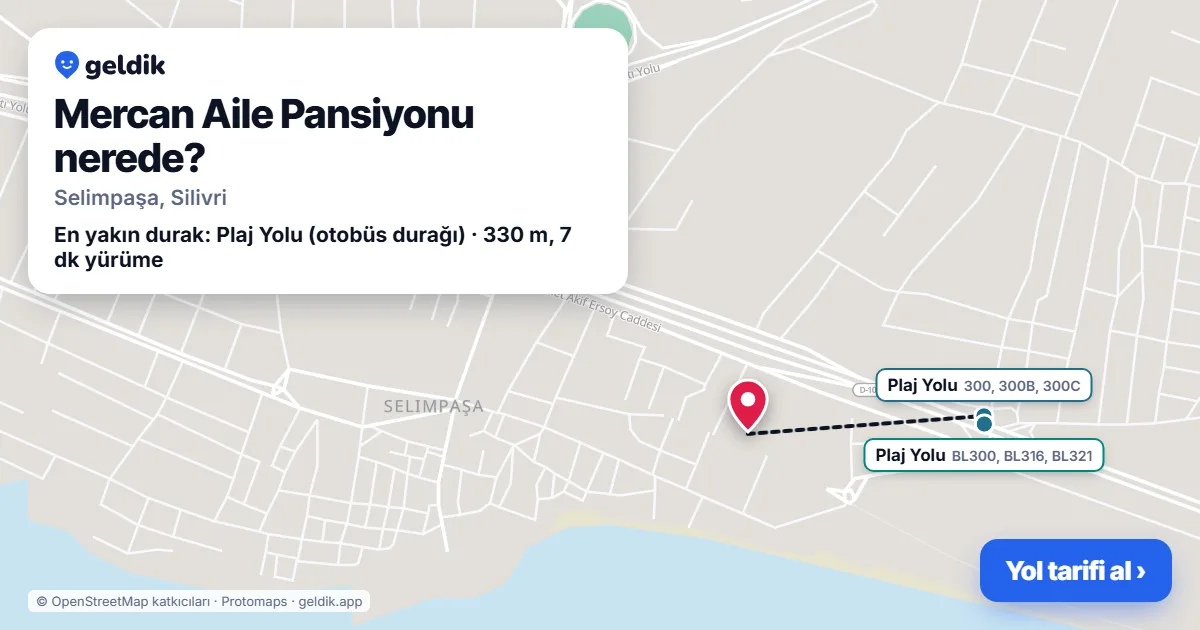 Where is Mercan Aile Pansiyonu: map with its location and the nearest stops, with walking times