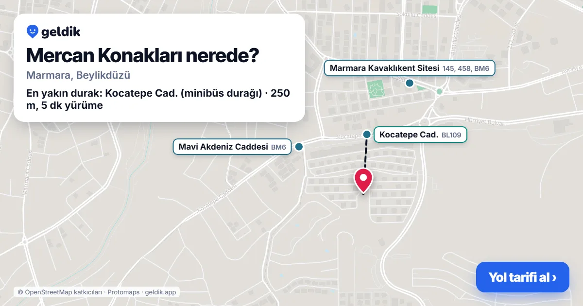 Mercan Konakları nerede: haritada konumu ve en yakın duraklar, yürüme süreleriyle