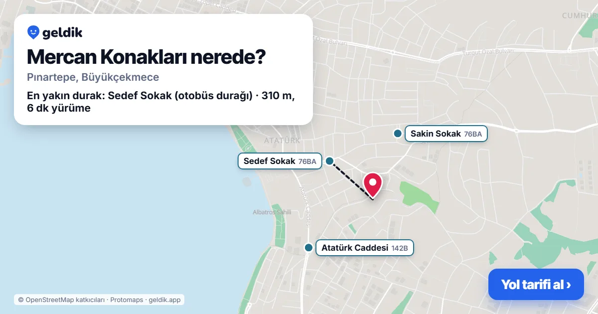 Mercan Konakları nerede: haritada konumu ve en yakın duraklar, yürüme süreleriyle