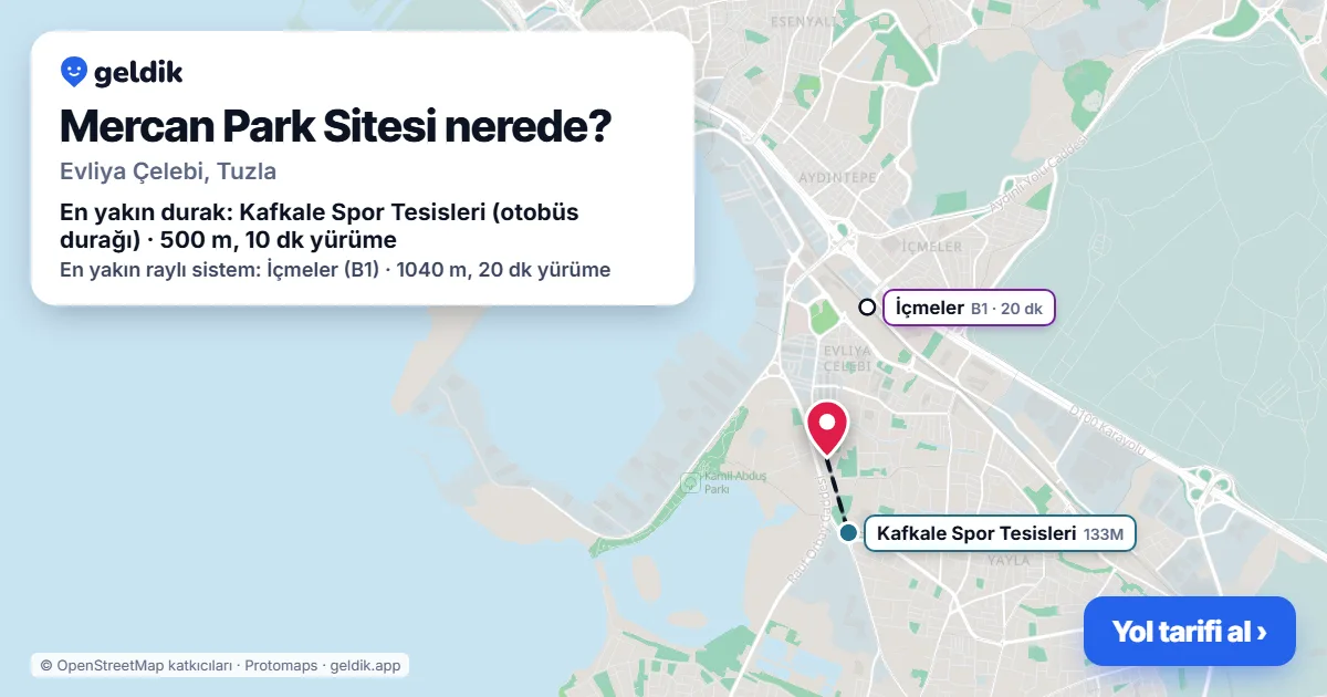 Where is Mercan Park Sitesi: map with its location and the nearest stops, with walking times