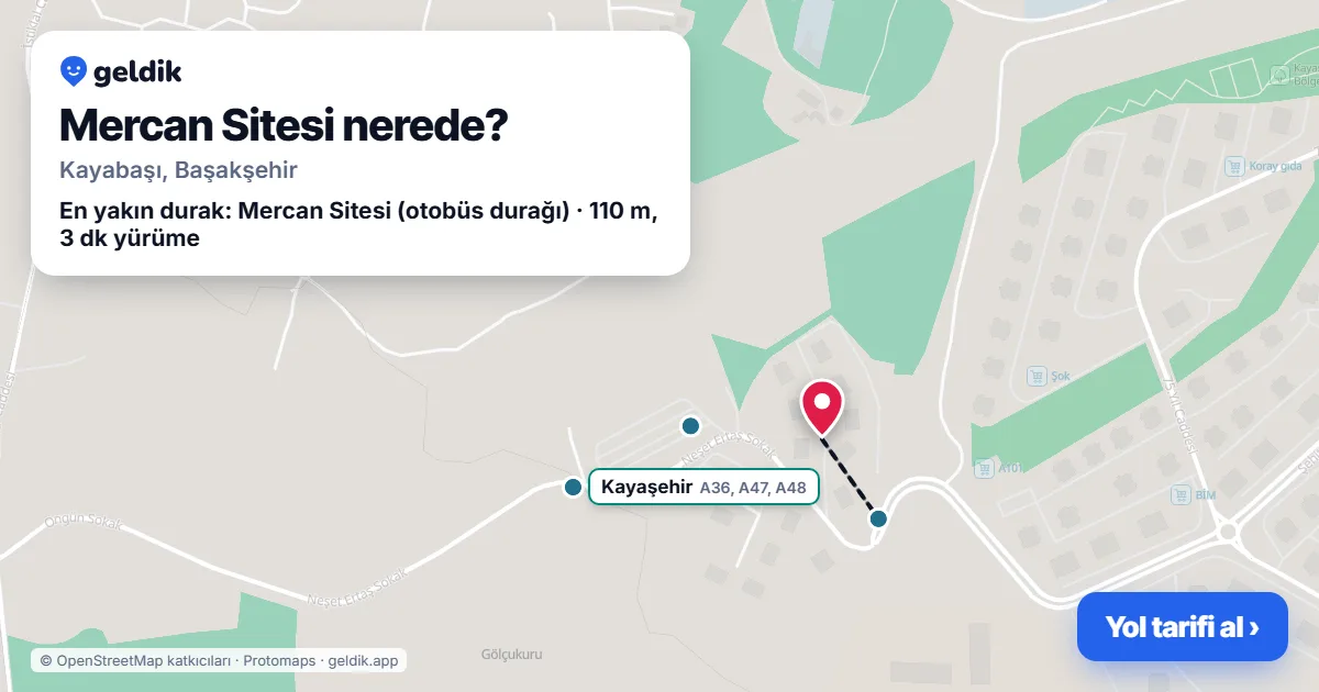 Mercan Sitesi nerede: haritada konumu ve en yakın duraklar, yürüme süreleriyle