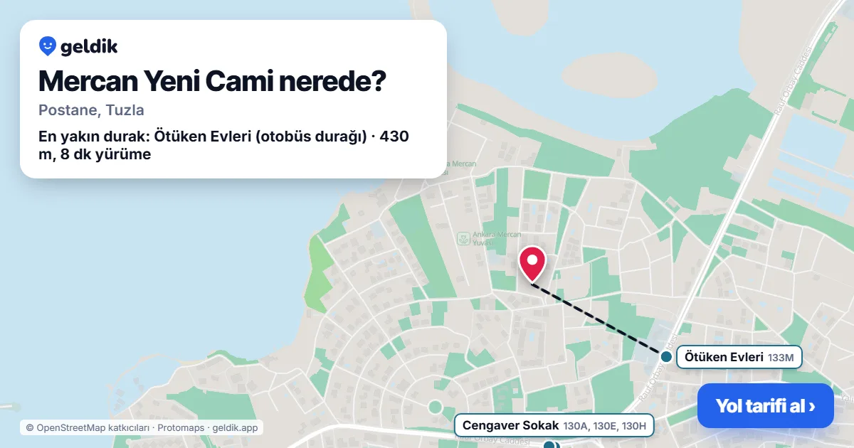 Where is Mercan Yeni Cami: map with its location and the nearest stops, with walking times