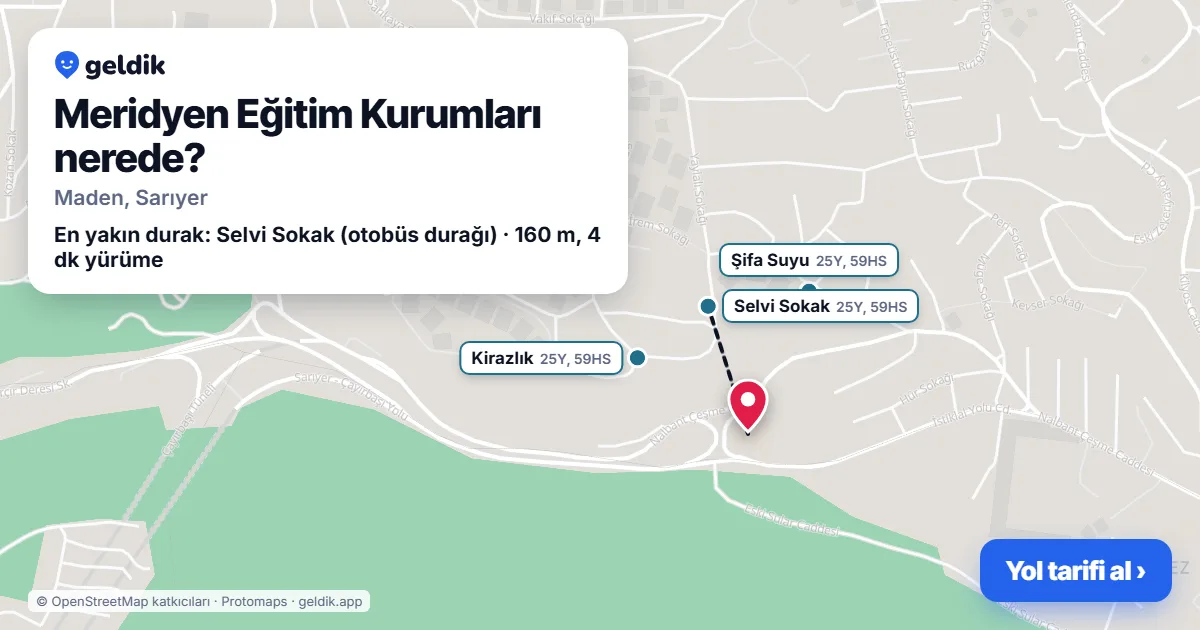 Meridyen Eğitim Kurumları nerede: haritada konumu ve en yakın duraklar, yürüme süreleriyle