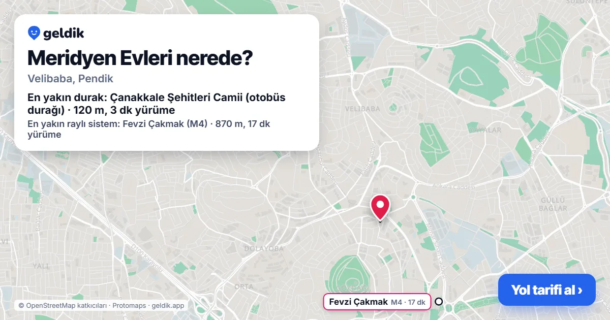 Meridyen Evleri nerede: haritada konumu ve en yakın duraklar, yürüme süreleriyle