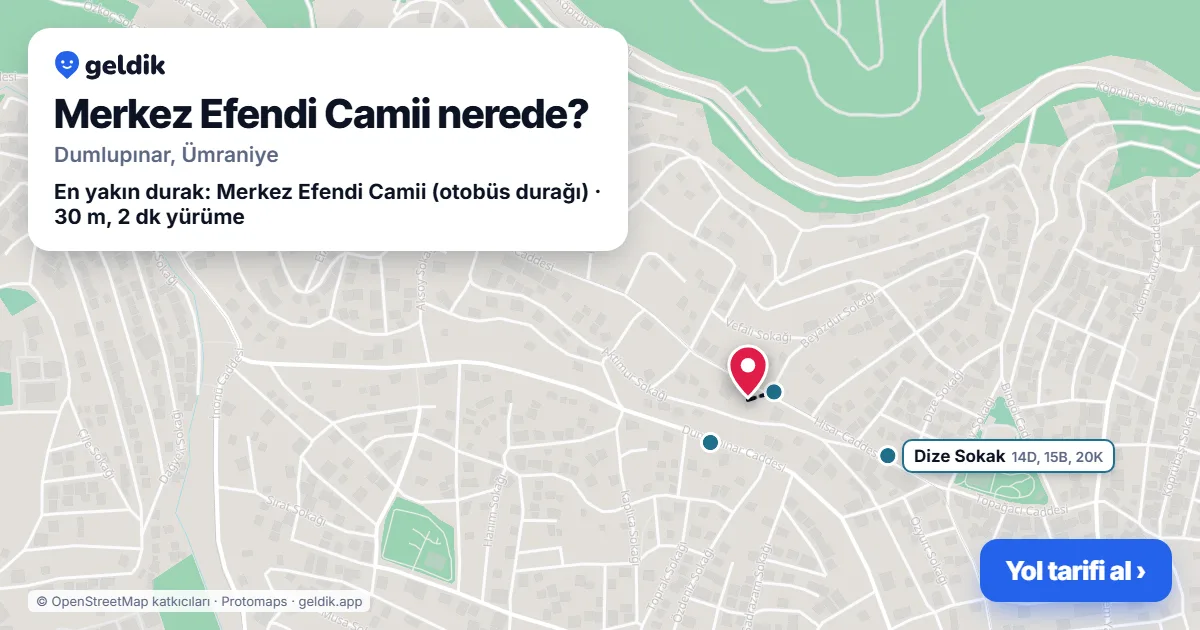 Merkez Efendi Camii nerede: haritada konumu ve en yakın duraklar, yürüme süreleriyle